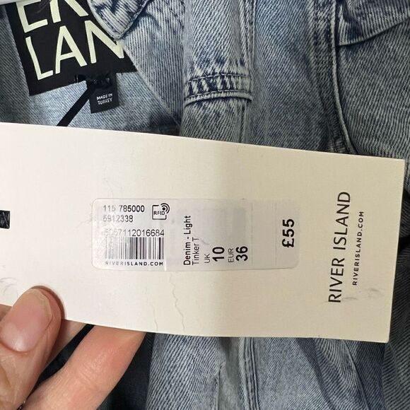 River Island Denim Light Thinker T Women's Blue Denim Drop Waist Dress Size 6 - Picture 5 of 13